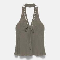 Halter neck top with buttons